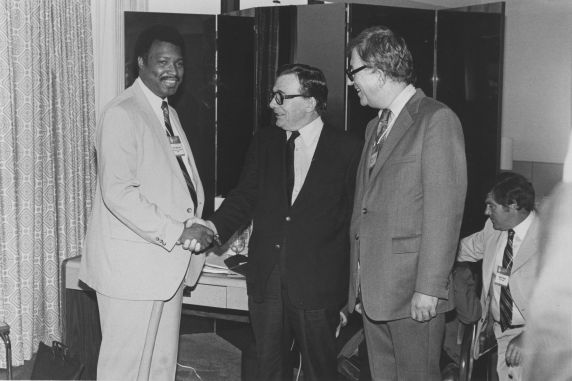 (27796) Nat LaCour, Lane Kirkland, AFT President Albert Shanker (27796) Nat LaCour, Lane Kirkland, AFT President Albert Shanker